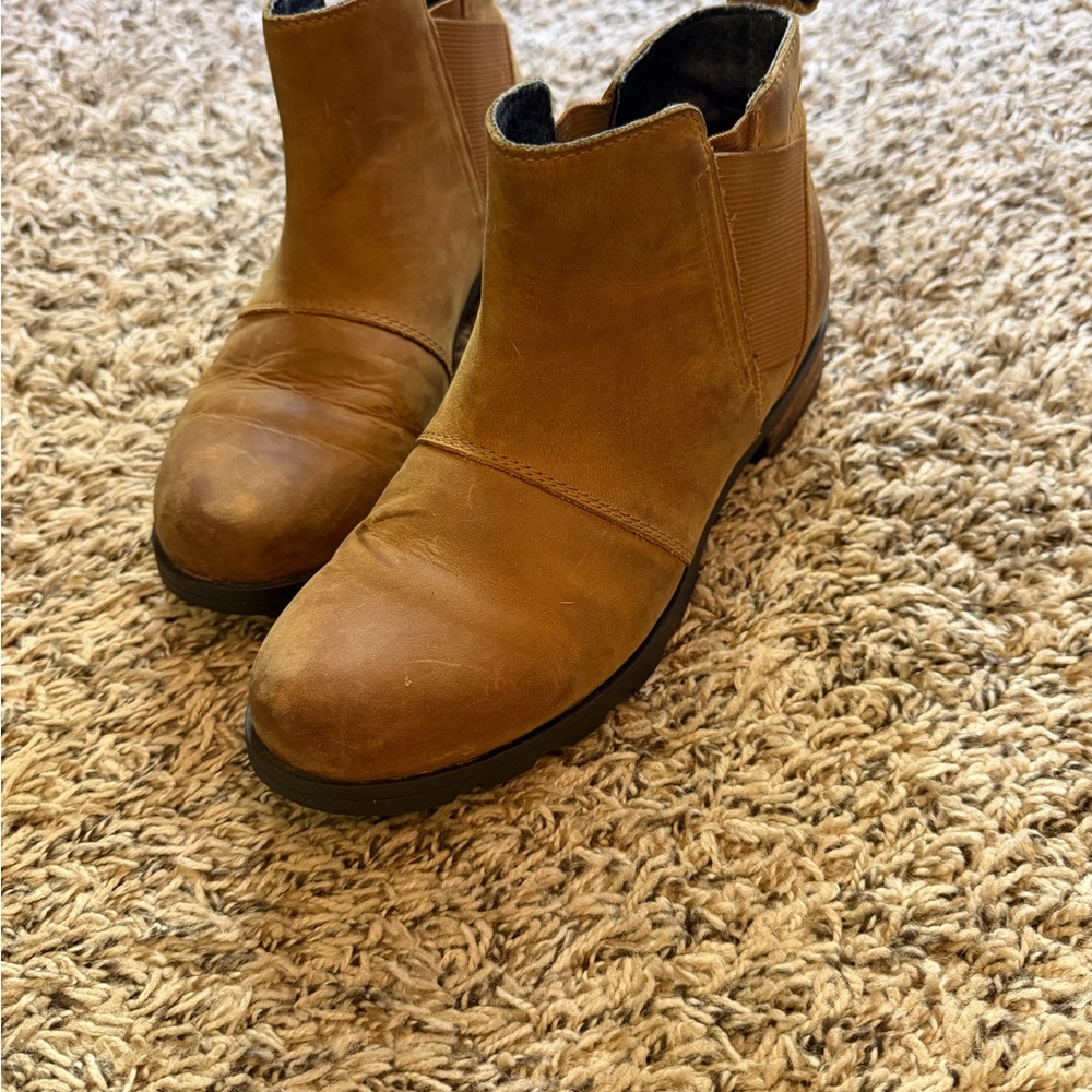 Sorel Brown Leather Chelsea Ankle Boots